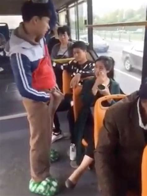 Woman stunned by mans huge bulge on bus